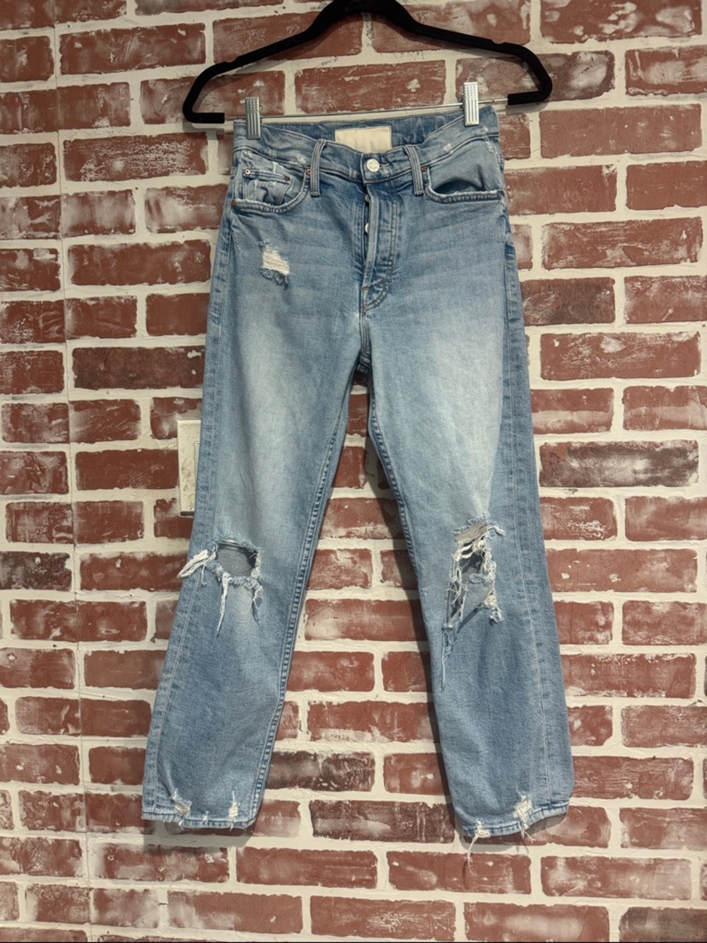 Mother The Tomcat Confession Distressed Jeans High Rise Straight Crop 25